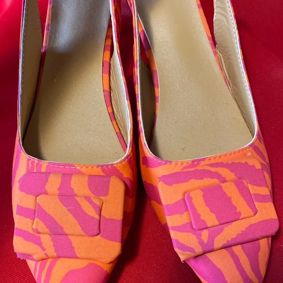 Vibrant Pink and Orange 7.5 Women's Slingback Heels - Picture 2 of 7